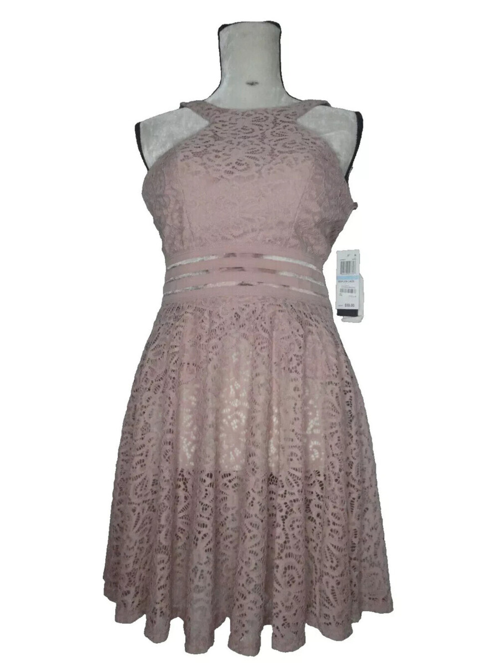 CITY STUDIO Juniors Mini Dress Lace Fit N Flare Pink Size 5  **New**
